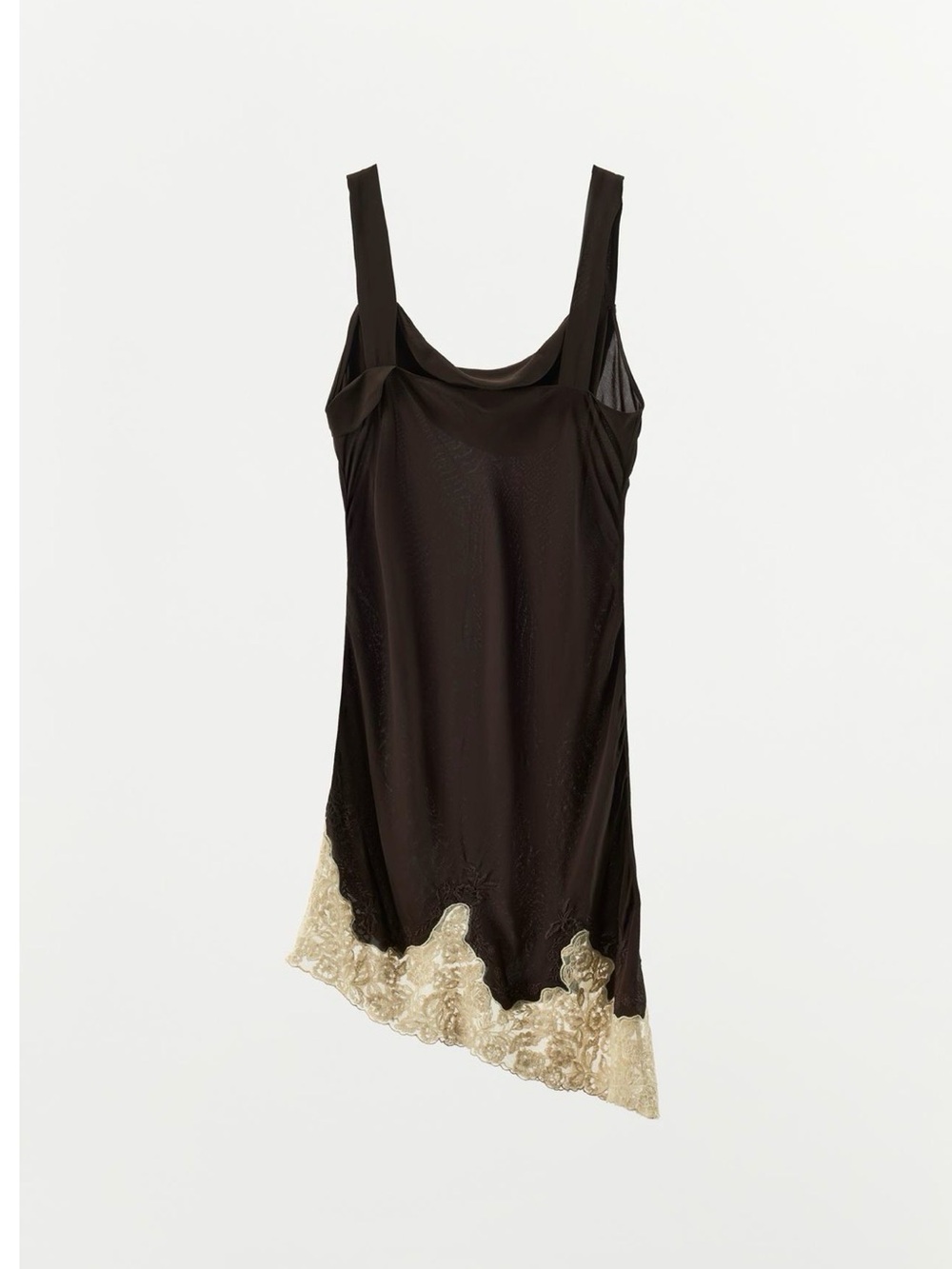 Zara Black Slip Dress with Cream Lace Trim worn once